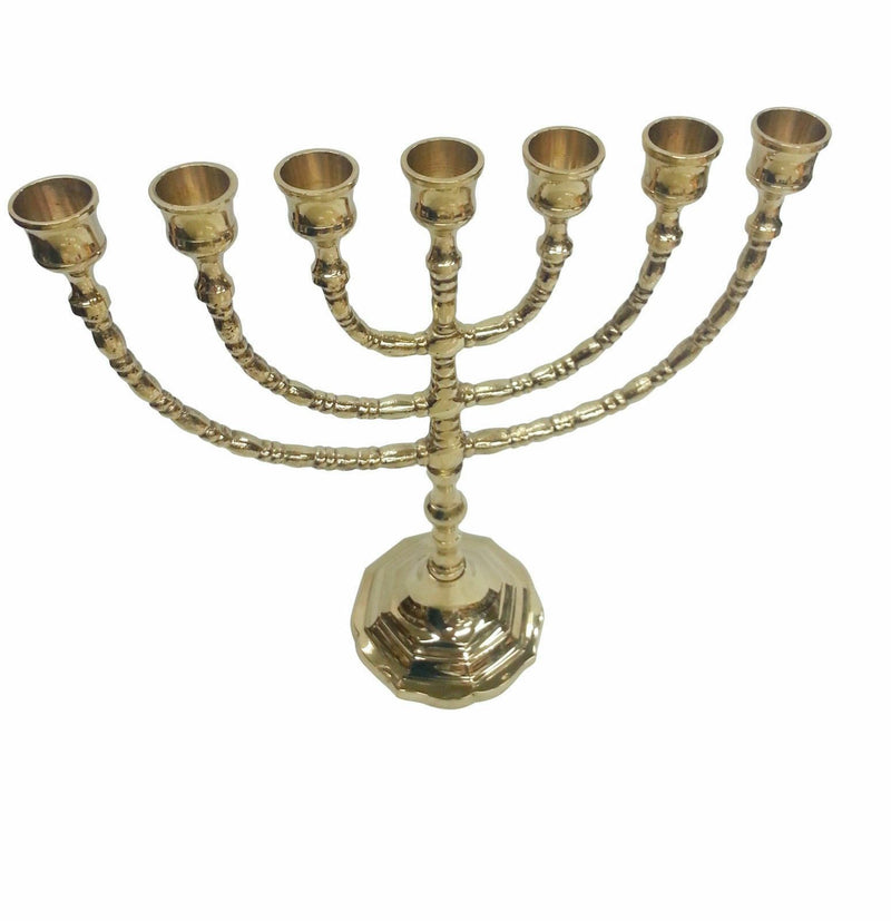 Authentic 11.5 Inch Brass Copper Menorah Vintage Candle Holder Judaica Israel