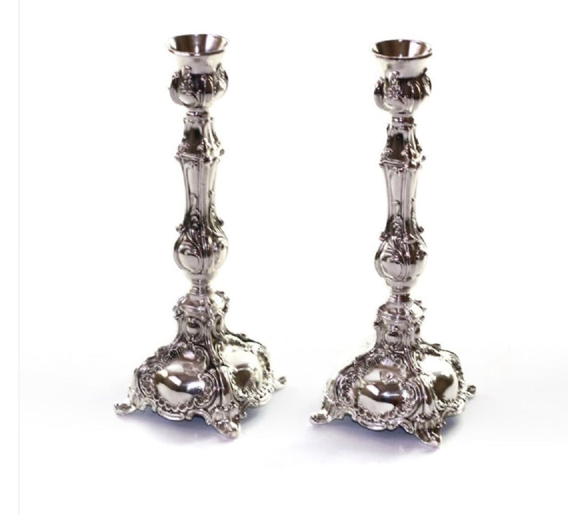 Amazing Candlesticks pair Nickel Candle Holders Shabbat judaica israel Jewish.6"