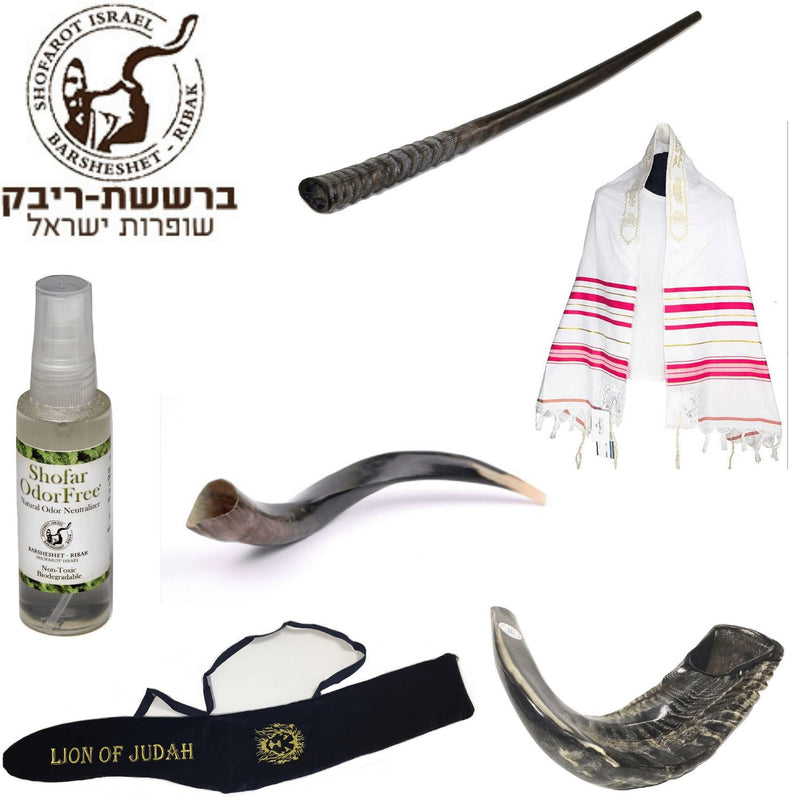 Amaizing Set Shofar Oryx ,Ram Horn,Kudu,Tallit Kosher ,Carrying Bag,+ Spray