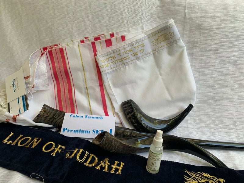 Amaizing Set Shofar Oryx ,Ram Horn,Kudu,Tallit Kosher ,Carrying Bag,+ Spray