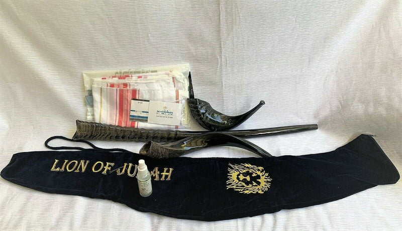 Amaizing Set Shofar Oryx ,Ram Horn,Kudu,Tallit Kosher ,Carrying Bag,+ Spray