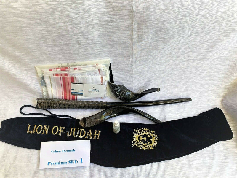 Amaizing Set Shofar Oryx ,Ram Horn,Kudu,Tallit Kosher ,Carrying Bag,+ Spray