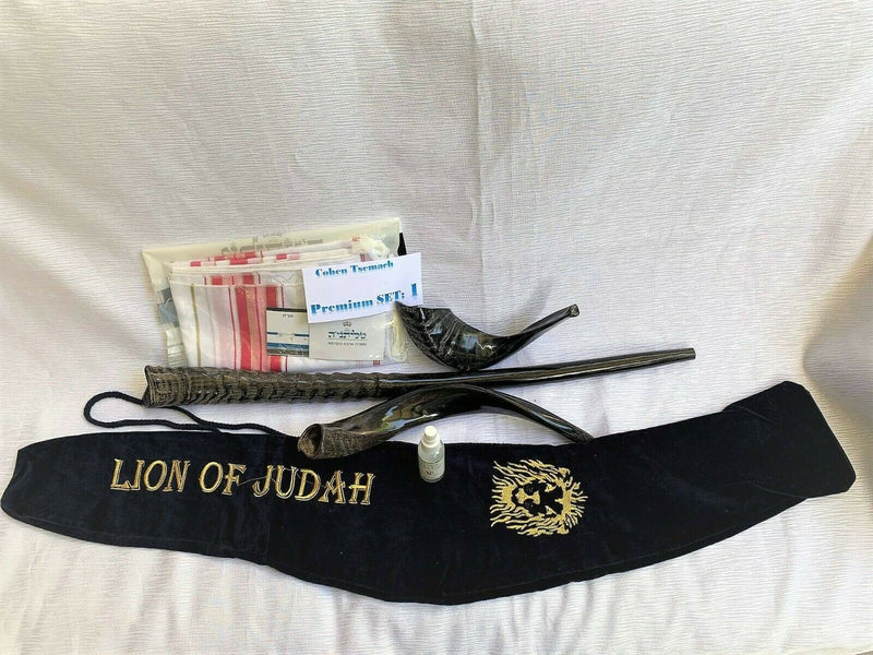 Amaizing Set Shofar Oryx ,Ram Horn,Kudu,Tallit Kosher ,Carrying Bag,+ Spray