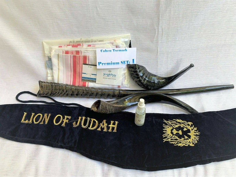 Amaizing Set Shofar Oryx ,Ram Horn,Kudu,Tallit Kosher ,Carrying Bag,+ Spray