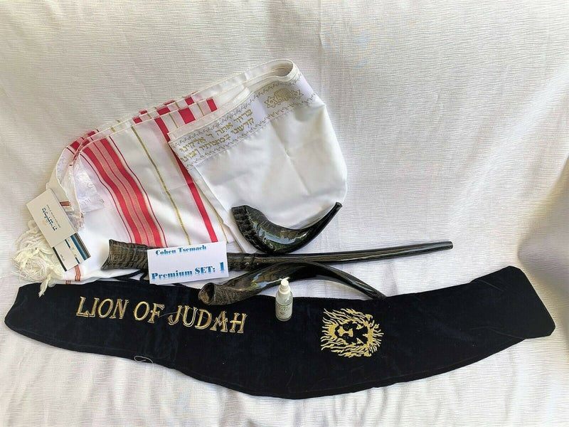 Amaizing Set Shofar Oryx ,Ram Horn,Kudu,Tallit Kosher ,Carrying Bag,+ Spray