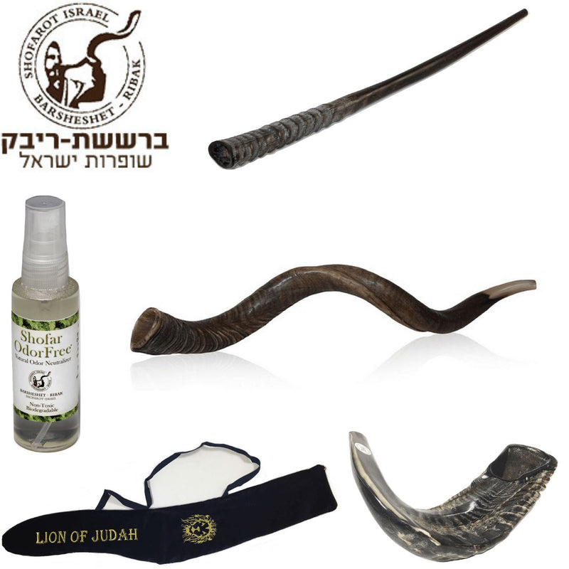 Amaizing Set Shofar,Big Oryx,Ram Horn,Kudu 32"-34",Shofar Bag+Anti-odor Spray