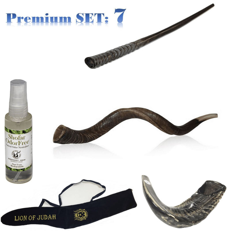 Amaizing Set Shofar,Big Oryx,Ram Horn,Kudu 32"-34",Shofar Bag+Anti-odor Spray