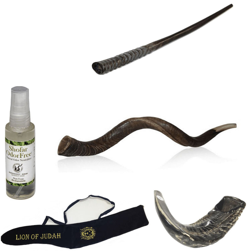 Amaizing Set Shofar,Big Oryx,Ram Horn,Kudu 32"-34",Shofar Bag+Anti-odor Spray