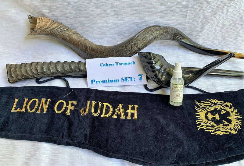 Amaizing Set Shofar,Big Oryx,Ram Horn,Kudu 32"-34",Shofar Bag+Anti-odor Spray