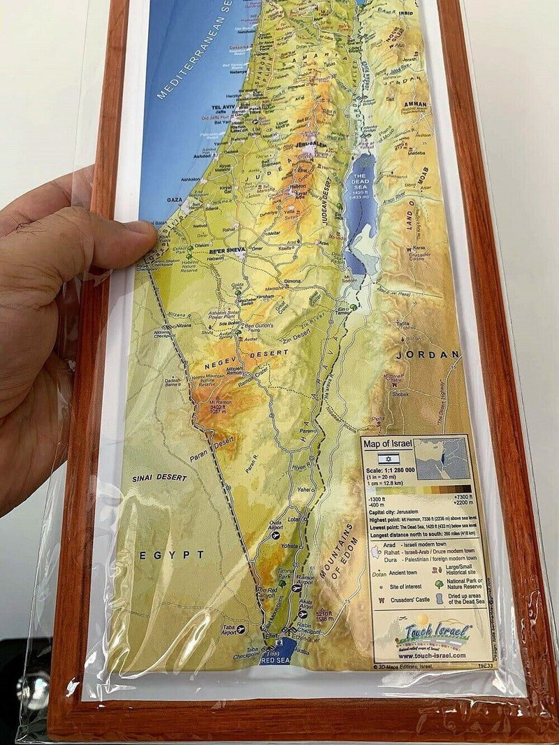 Amaizing Raised Relief 3D Map of Israel (MEDIUM: 15" x 6.8") Topographic map