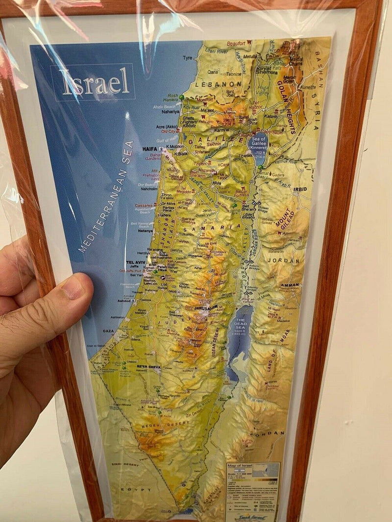 Amaizing Raised Relief 3D Map of Israel (MEDIUM: 15" x 6.8") Topographic map