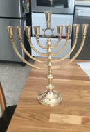 Brass Copper Massive 14 Inch Height Hanukkah Chanukia 9 Branch Israel Hanukia