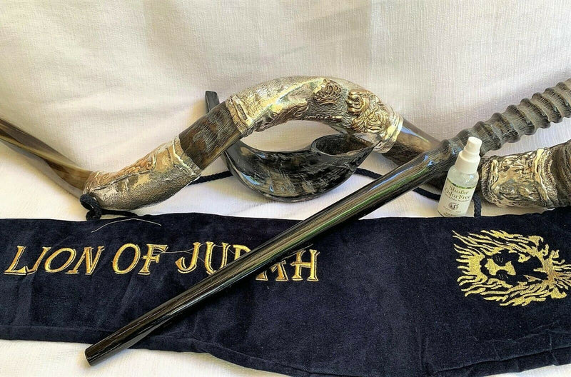 Amaizing Set Shofar,Big Oryx,Ram Horn,Kudu 45"Silver,Shofar Bag+Anti-odor Spray