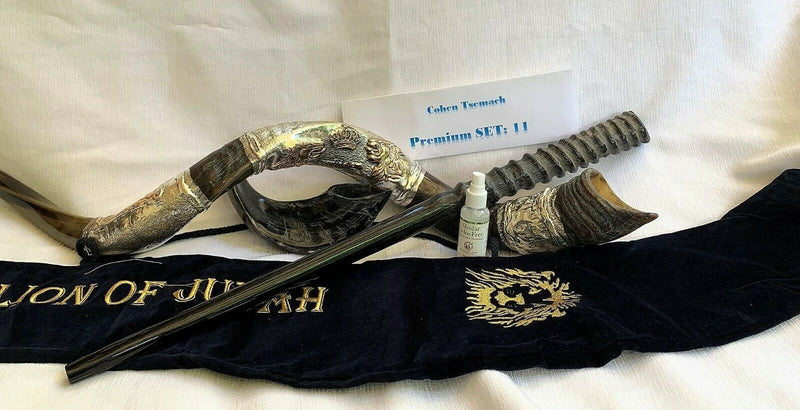 Amaizing Set Shofar,Big Oryx,Ram Horn,Kudu 45"Silver,Shofar Bag+Anti-odor Spray