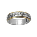 Silver 925 & Gold King Solomon This Too Shall Pass Two Spinning Lines Ring