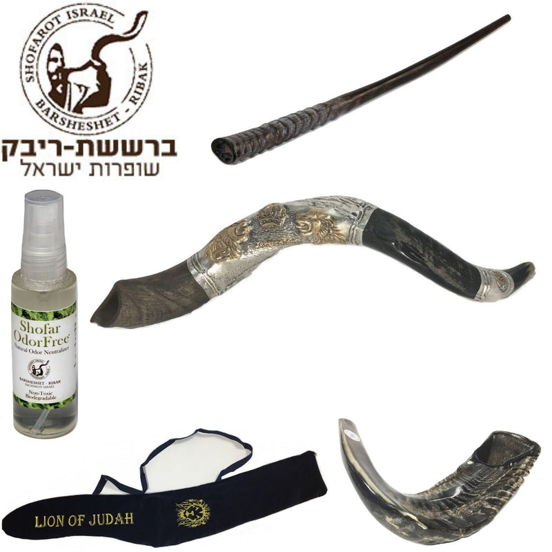 Amaizing Set Shofar,Big Oryx,Ram Horn,Kudu 24"Silver,Shofar Bag+Anti-odor Spray