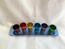 Yair Emanual Set of 6 Small Kiddush Goblets Cups with Tray Aluminum Multicolor