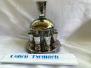 Yair Emanuel Wine Fountain Hammered Nickel Cone Shaped Cups Decorated with Color