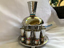 Yair Emanuel Wine Fountain Hammered Nickel Cone Shaped Cups Decorated with Color