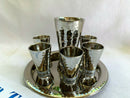Kiddush Set - Silver Nickel Hamerwork Set 6 Cups & Kiddush Cup by yair emanuel