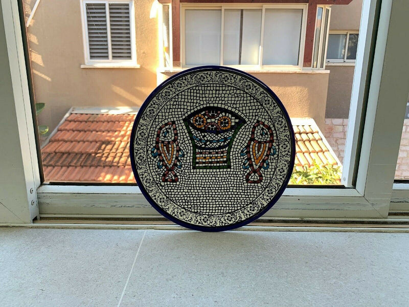 Tabgha - Miracle of Loaves and Fish Armenian Ceramic Plate - Large Mosaic Plate