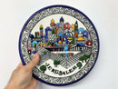 Jerusalem City Walls and Old City View Armenian Ceramic Plate Hand painted 10.5"
