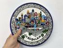 Jerusalem City Walls and Old City View Armenian Ceramic Plate Hand painted 10.5"
