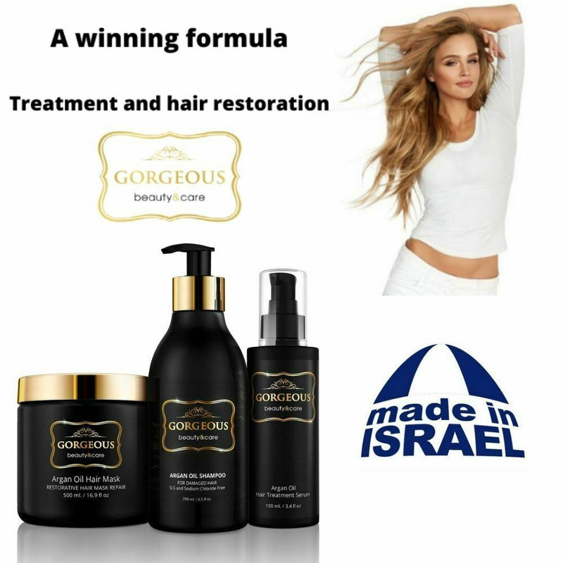 Set Made In Israel Hair Shampoo / Oil / Restorative Mask Treatment Argan oil