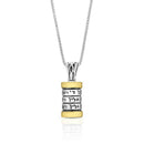 9K Gold and Sterling Silver Spinning Cylinder Necklace with Priestly Blessing