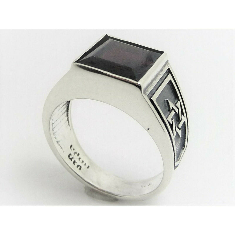 Amaizing Sterling Silver and Onyx, Men's Star of David College Ring - Rectangle