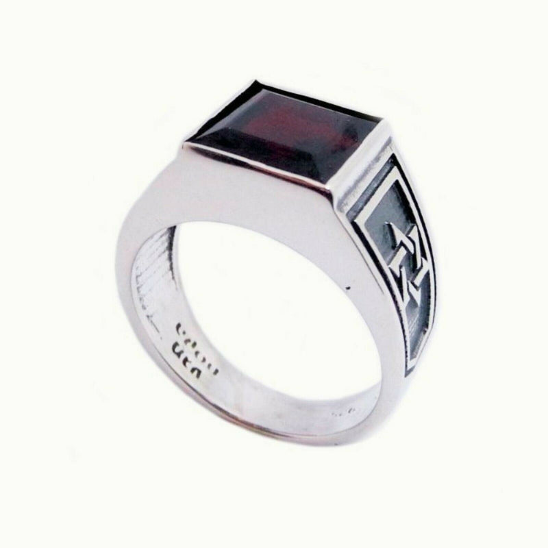 Amaizing Sterling Silver and Onyx, Men's Star of David College Ring - Rectangle