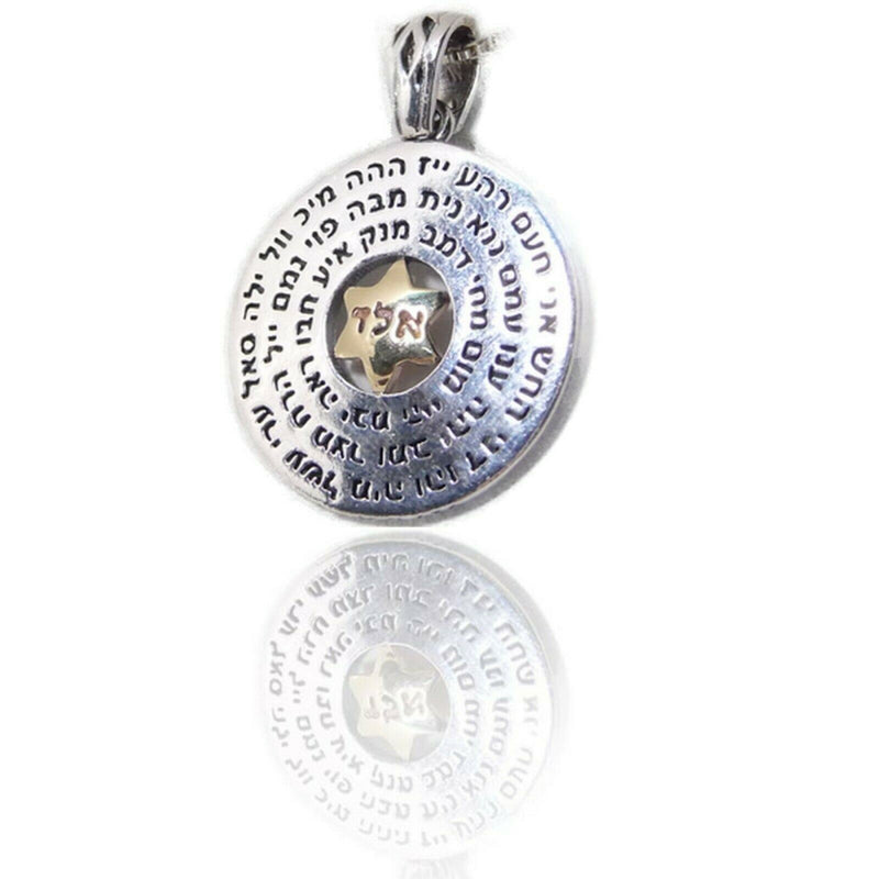 Amaizing 72 Holy Names: Silver Disk & 9k Gold Star of David Kabbalah Necklace