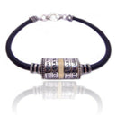 Sterling Silver and gold With Black Silicon Holy Names and Angels Bracelet