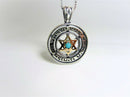 Sterling Silver & 9K Gold Star of David Necklace with Shema israel & Turquoise