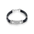 Amaizing Shema Israel: Silver and Leather Bracelet with Stars of David