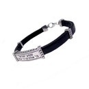 Amaizing Shema Israel: Silver and Leather Bracelet with Stars of David