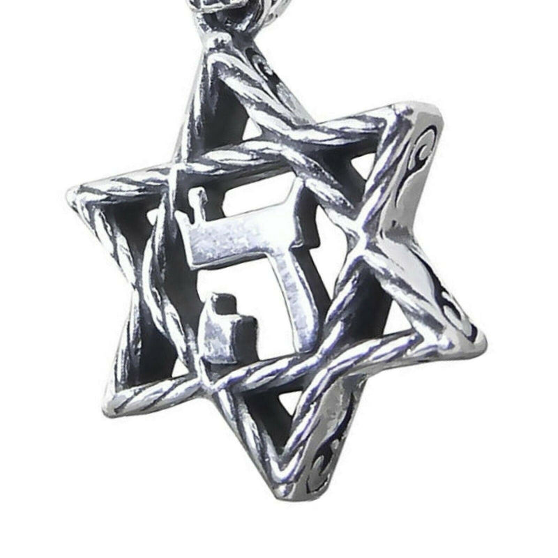 Amaizing Necklace Hashem: Silver Rope Star of David Kabbalah Necklace Hand Made
