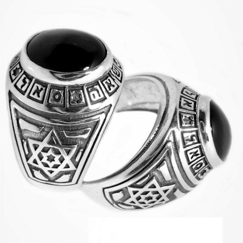 Amaizing Holy Names: Sterling Silver & Onyx Signet Ring Made In Israel