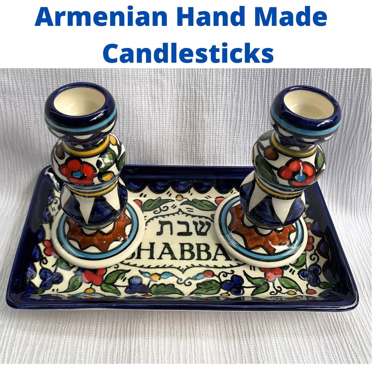 Amaizing Armenian Design Candlesticks with Matching Tray Flowers Design