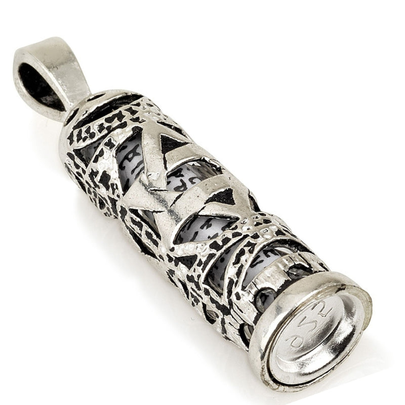 Amaizing 925 Sterling Silver Mezuzah Pendant Necklace – Star of David Hand Maide