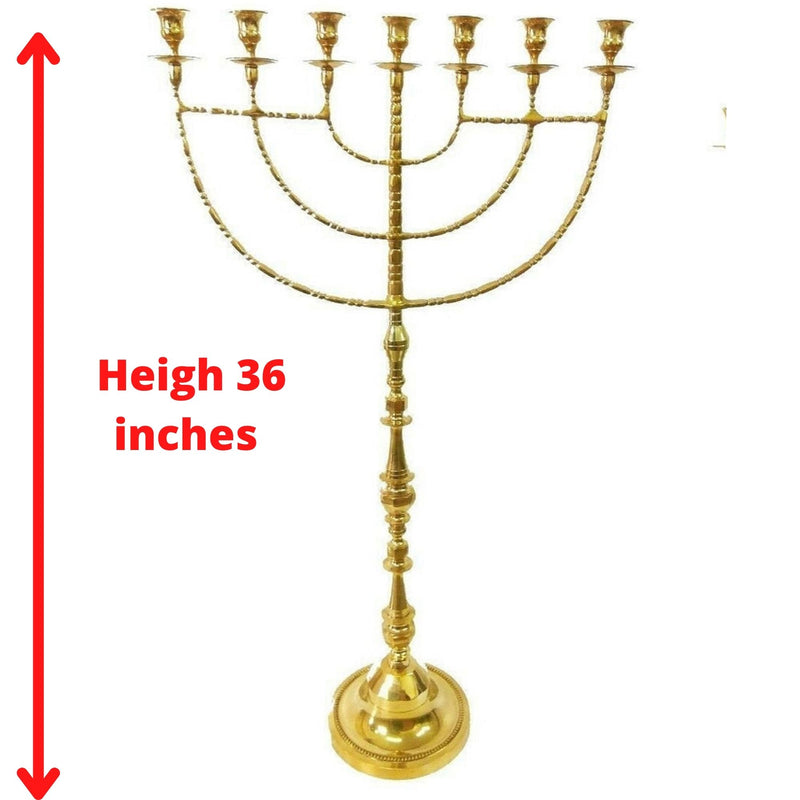 Brass Copper Extra Large 36 Inch Height Jumbo Menorah Judaica Jerusalem Israel Unique Hand Made Gift