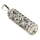Silver 925 Mezuzah & Shema Israel Scroll Flowers Decor Design Kabbalah Israel Necklace Jerusalem Gift
