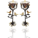 Amazing Yair Emanuel Tree of Life Candlestick Holders for Shabbat and Yom Tov | Unique Sculpted Design Gold Accent Birds