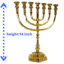 Brass Copper 14 Inch  Height Massive Temple Menorah Jerusalem Candle Holder Oil Stand Art