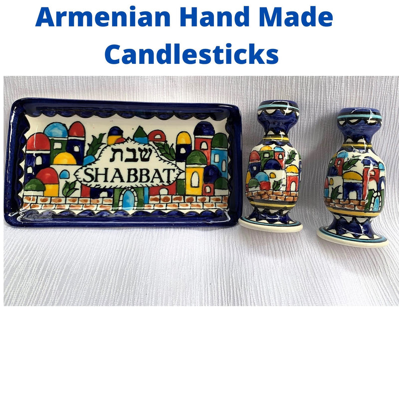 Amaizing Armenian Design Candlesticks with Matching Tray Jerusalem Design