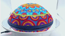 Emanuel Embroidered Silk Kippah - Stars of David Rainbow Colorful Yarmulke