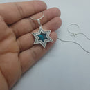 Amaizing 925 Sterling Silver Eilat Stone Pendant, Star of David Pendant israel