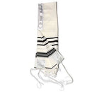 100% Wool Tallit Prayer Shawl in Black and White Stripes Size 55" L X 75" W