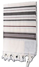 100% Wool Tallit Prayer Shawl in Maroon Gray Stripes Size 47" L X68" W