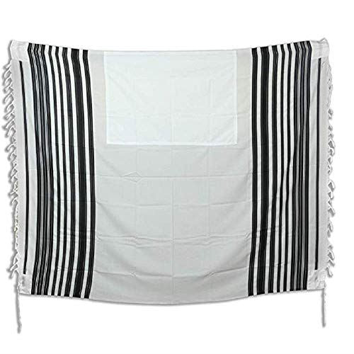 100% Wool Tallit Prayer Shawl Model CHABAD Size 46" L X 67" W 50-H Black